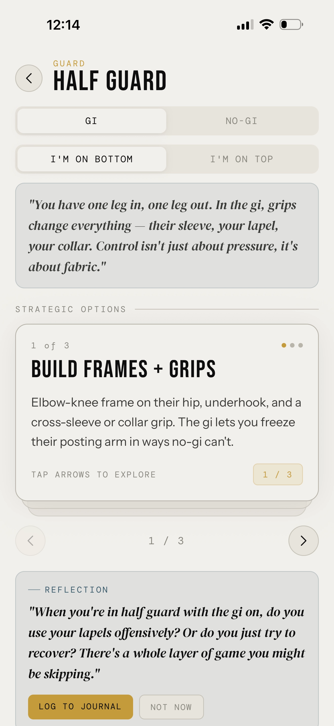 Groundwork — Game Tree position detail card stack