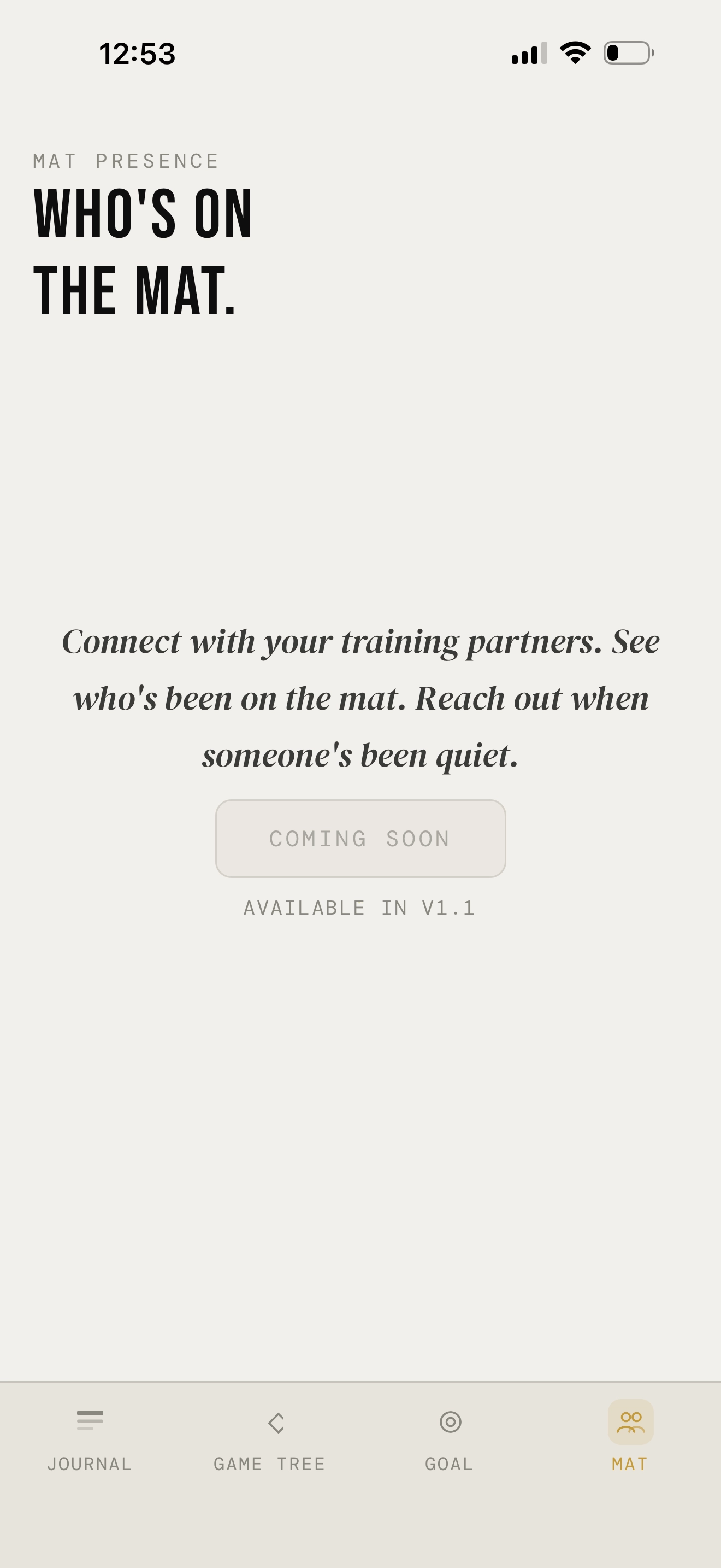 Groundwork — Mat Presence showing partner activity and Reach Out